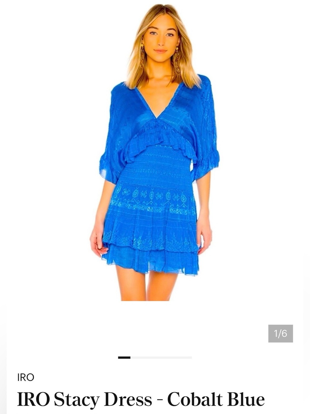 IRO Blue Ruffled V-Neck Tunic - Picture 5 of 5